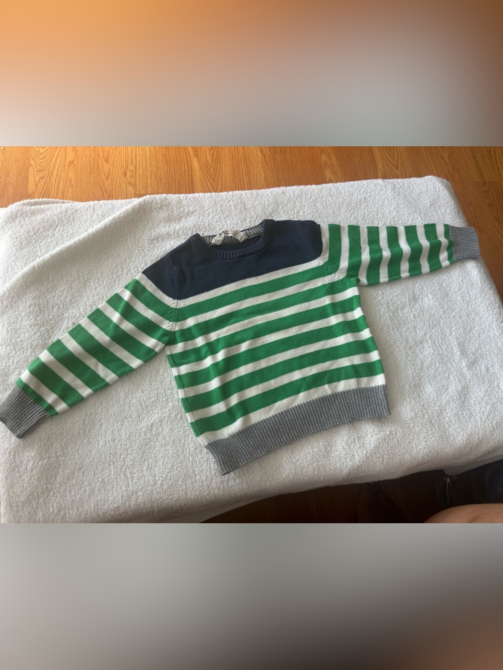H&M Navy, Green & White Striped Knit Sweater